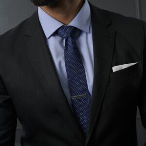 Men's Silk Tie - Navy / White Polka Dots